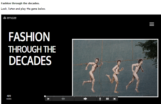 Fashion through the decades. Look, listen and play the game (SOURCE: quia.com)
