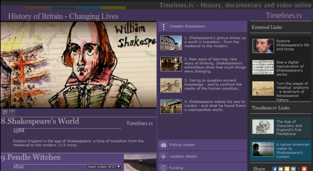 Timelines.tv - History, documentary and television on the web Explore England in the age of Shakespeare: a time of transition from the medieval to the modern (videos with transcript)